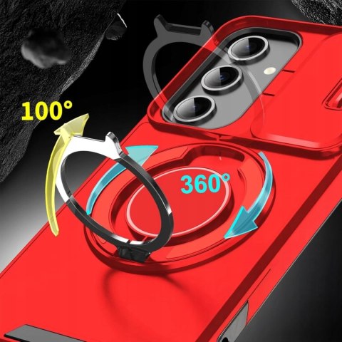 Etui do Samsung A16 Pancerne Czerwone Podstawka Osłona Aparatu Case