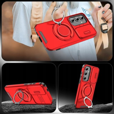 Etui do Samsung A16 Pancerne Czerwone Podstawka Osłona Aparatu Case