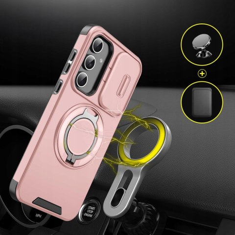 Etui do Samsung A16 Pancerne Różowe do MagSafe Podstawka Aparatu Case