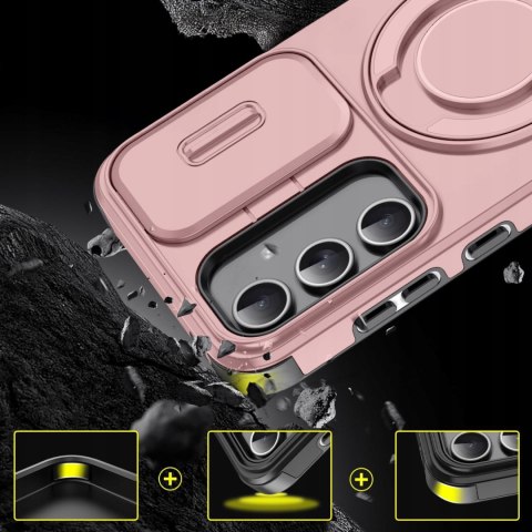 Etui do Samsung A16 Pancerne Różowe do MagSafe Podstawka Aparatu Case