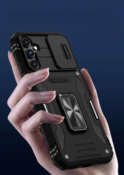 Etui do Samsung A54 Czarne Pancerne z Podstawką Wojskowe Militarne Case