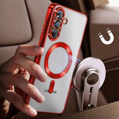 Etui do Samsung Galaxy A56 5G czerwony bezbarwny do MagSafe Ochrona Aparatu