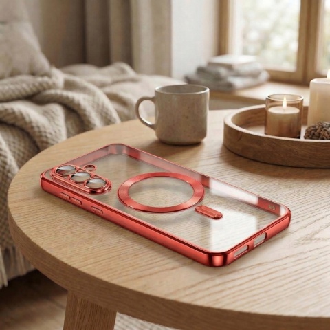 Etui do Samsung Galaxy A56 5G czerwony bezbarwny do MagSafe Ochrona Aparatu