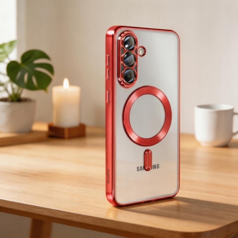 Etui do Samsung Galaxy A56 5G czerwony bezbarwny do MagSafe Ochrona Aparatu