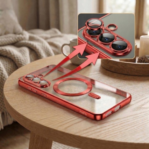 Etui do Samsung Galaxy A56 5G czerwony bezbarwny do MagSafe Ochrona Aparatu