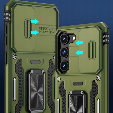 Etui do Samsung S21 FE Osłona Aparatu, Pancerne, Zielone Case do S21FE