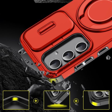 Etui do Samsung S21 Pancerne Czerwone do MagSafe Podstawka Aparatu Case