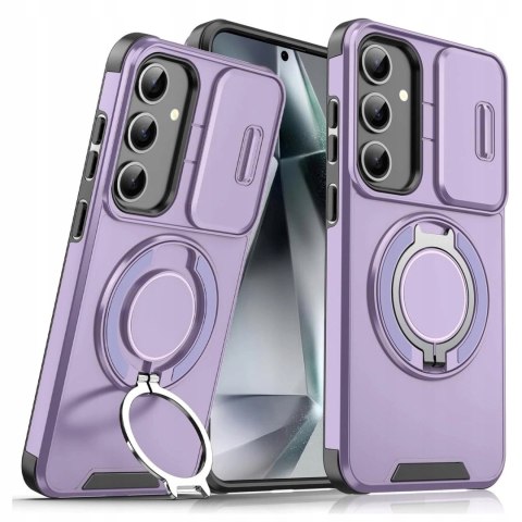 Etui do Samsung S21 Pancerne Fioletowe Podstawka Aparatu Case Fioletowy