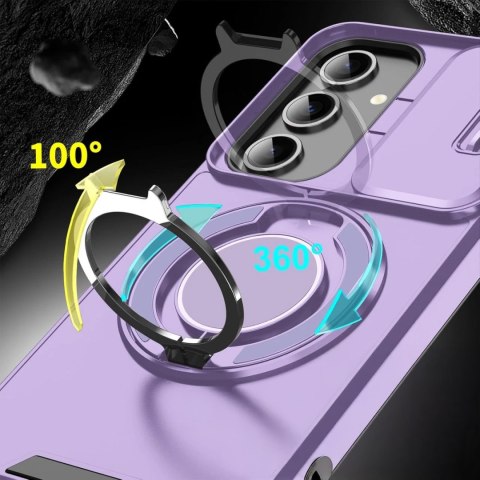 Etui do Samsung S21 Pancerne Fioletowe Podstawka Aparatu Case Fioletowy