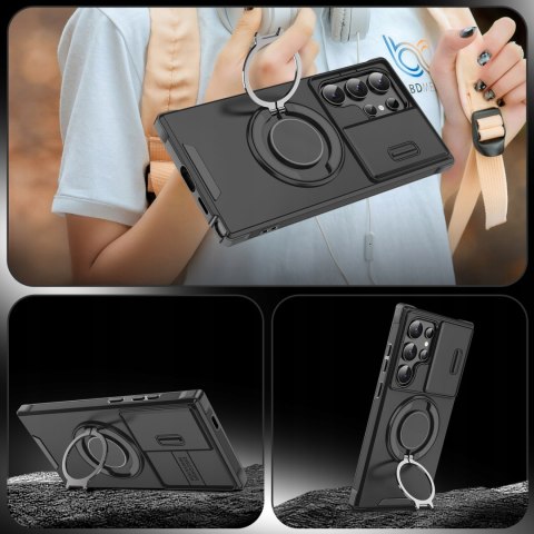 Etui do Samsung S22 Ultra Pancerne Czarne Zamykane Case do MagSafe Czarny