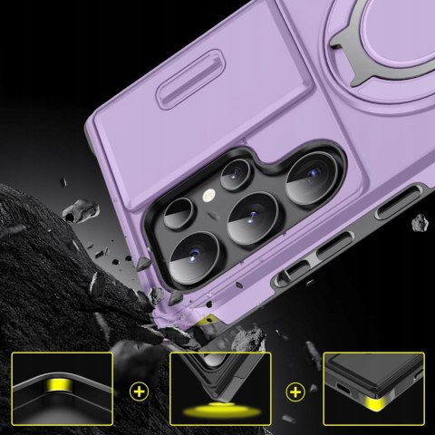 Etui do Samsung S23 Ultra Pancerne Fioletowe Osłona Aparatu Case do MagSafe