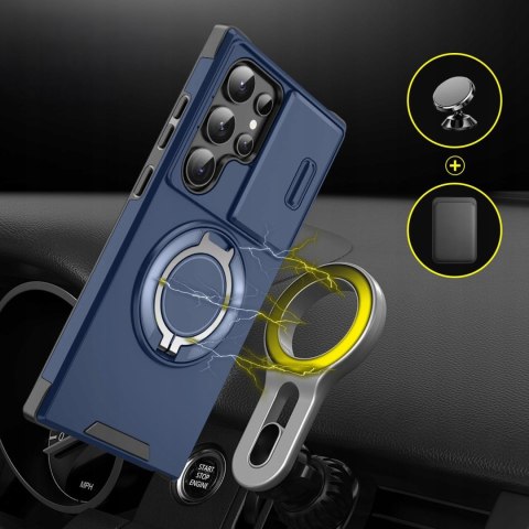 Etui do Samsung S23 Ultra Pancerne Niebieski Osłona Aparatu Case do MagSafe