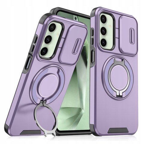 Etui do Samsung S24 FE Pancerne Fioletowe Podstawka Osłona do MagSafe