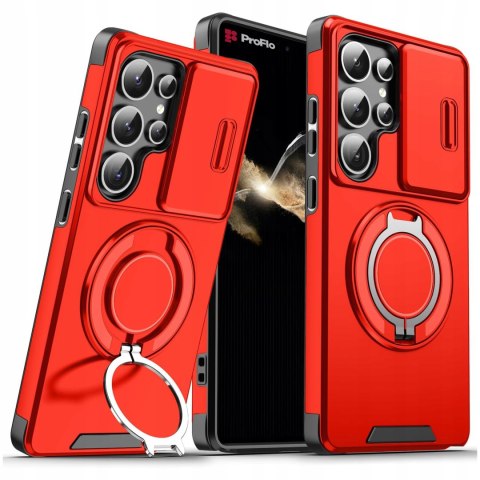 Etui do Samsung S24 Ultra Pancerne Czerwone Zamykana Osłona Aparatu Case