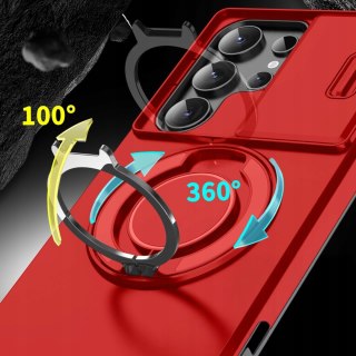 Etui do Samsung S24 Ultra Pancerne Czerwone Zamykana Osłona Aparatu Case