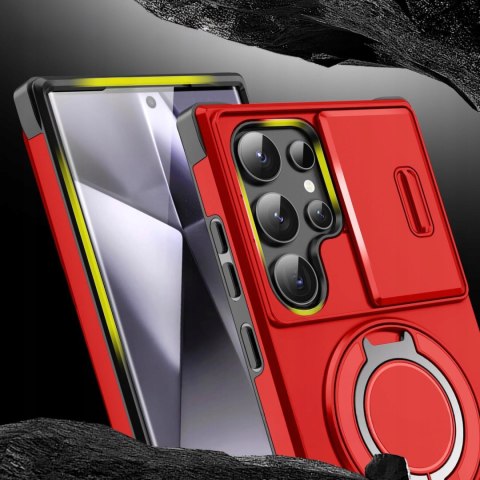 Etui do Samsung S24 Ultra Pancerne Czerwone Zamykana Osłona Aparatu Case