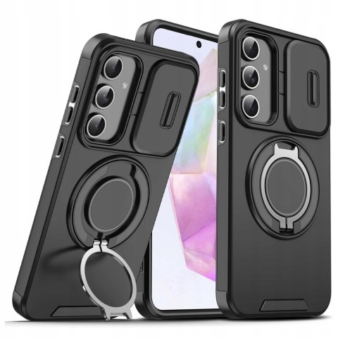 Etui do Samsung S25 Pancerne Czarne Podstawka do Magsafe Case Czarny Osłona