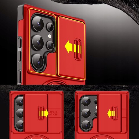 Etui do Samsung S25 Ultra Pancerne Czerwone Zamykana Osłona Aparatu
