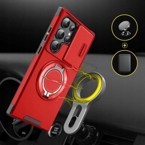 Etui do Samsung S25 Ultra Pancerne Czerwone Zamykana Osłona Aparatu