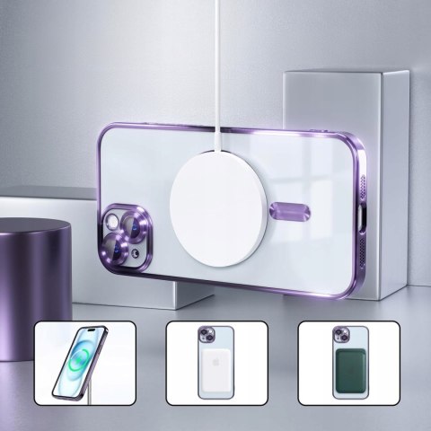 Etui do iPhone 14 Fioletowy do MagSafe Case Ochrona Aparatu Pokrowiec