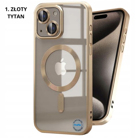 Etui do iPhone 14 Złote do MagSafe Case Złoty Przezroczyste Ochrona Aparatu