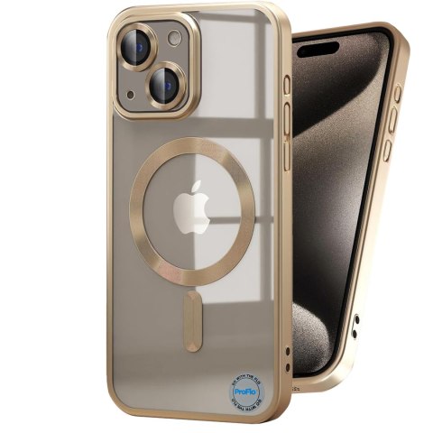 Etui do iPhone 14 Złote do MagSafe Case Złoty Przezroczyste Ochrona Aparatu