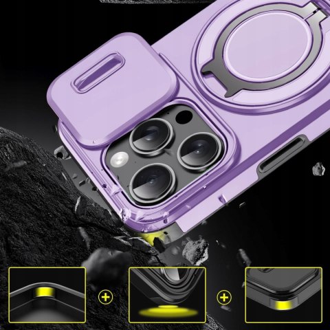 Etui do iPhone 16 Pro Max Fioletowe Pancerne Osłona Aparatu do MagSafe Case