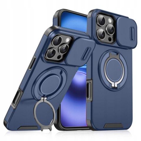 Etui do iPhone 16 Pro Max niebieskie pancerne z osłoną aparatu do MagSafe