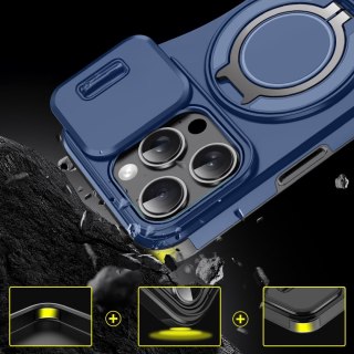 Etui do iPhone 16 Pro Max niebieskie pancerne z osłoną aparatu do MagSafe