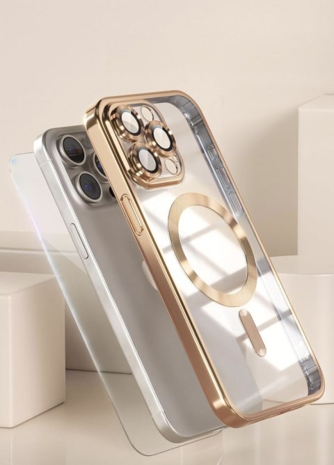 Etui i Szkło do iPhone 13 Pro Max Złoty do MagSafe OCHRONA 360° Case