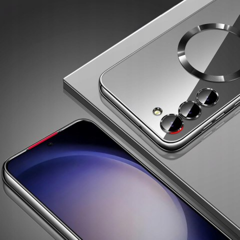 Etui do SAMSUNG S23 PLUS SREBRNE do MagSafe obudowa srebrna matowe ramki