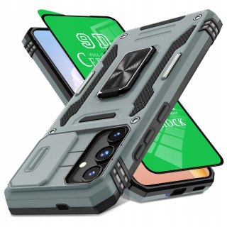 Etui do Samsung S24+ Plus i Folia na ekran Szare Zamykana Osłona Aparatu