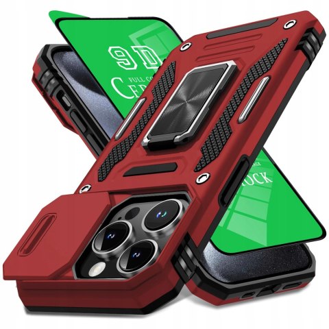 Etui do iPhone 15 Pro Max i Folia 6,7" Czerwone Wojskowe Militarne