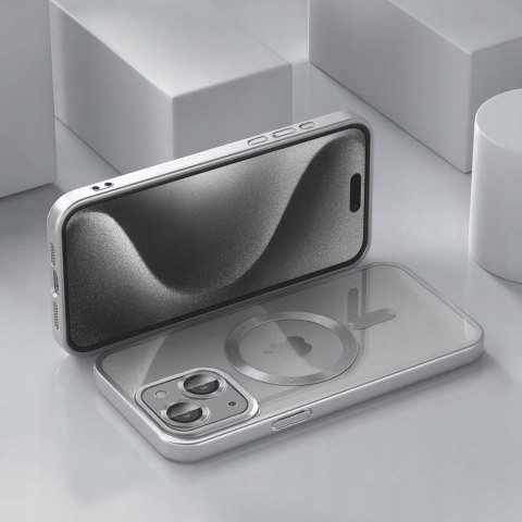 Etui Case do iPhone 14 Srebrne Matowe do MagSafe Srebrny Mat bezbarwne Case