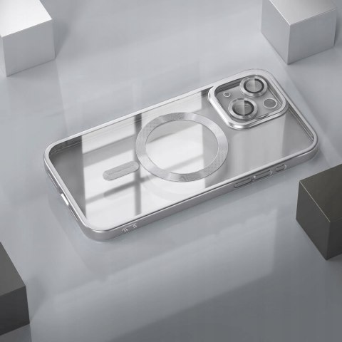 Etui Case do iPhone 14 Srebrne Matowe do MagSafe Srebrny Mat bezbarwne Case