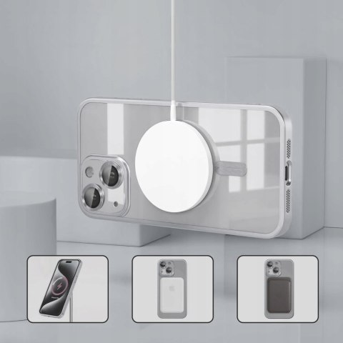 Etui Case do iPhone 14 Srebrne Matowe do MagSafe Srebrny Mat bezbarwne Case