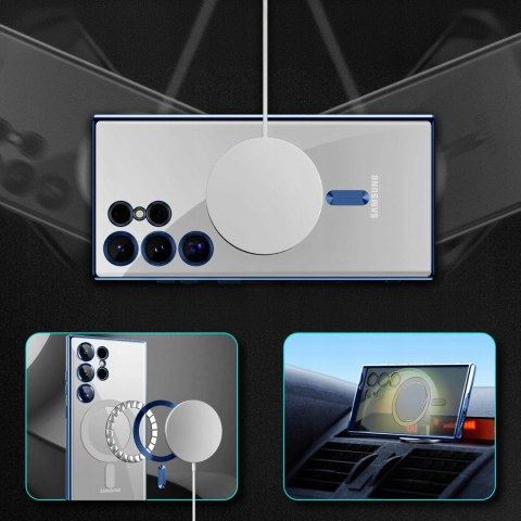 Etui do Samsung S24 Ultra Niebieskie Matowe Przezroczyste do MagSafe
