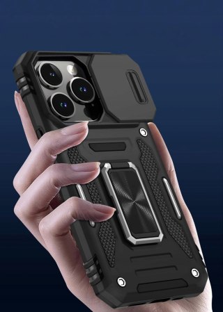 Etui do iPhone 15 Pro Max i Folia na ekran 6,7" Czarne Wojskowe Militarne