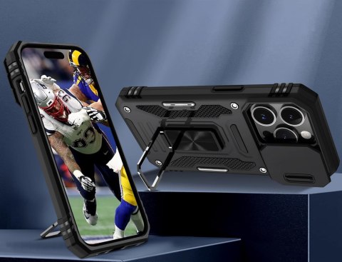 Etui do iPhone 15 Pro Max i Folia na ekran 6,7" Czarne Wojskowe Militarne