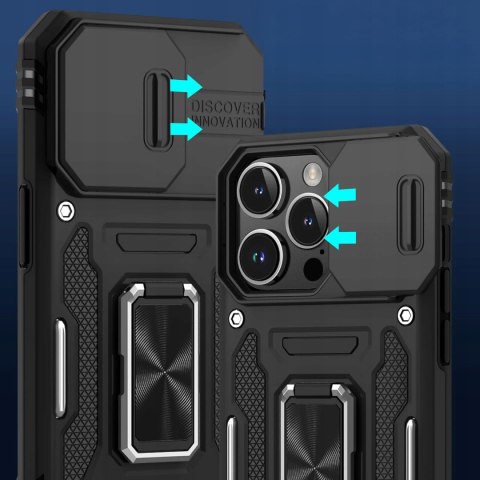 Etui do iPhone 15 Pro Max i Folia na ekran 6,7" Czarne Wojskowe Militarne
