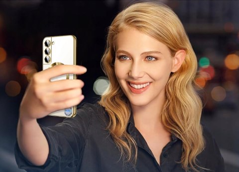 Etui do SAMSUNG S22 PLUS ZŁOTE ramki bezbarwne do MagSafe gold obudowa