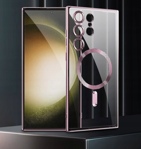 Etui do SAMSUNG S23 ULTRA różowe do MagSafe ROSE GOLD bezbarwne plecki