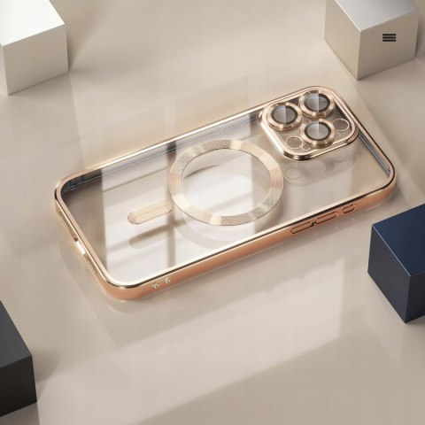 Etui do iPhone 15 PRO MAX 6,7" ZŁOTE do MagSafe bezbarwne OCHRONA APARATU