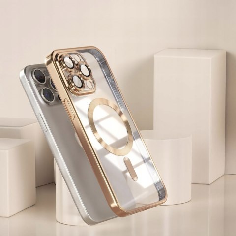 Etui do iPhone 15 PRO MAX 6,7" ZŁOTE do MagSafe bezbarwne OCHRONA APARATU